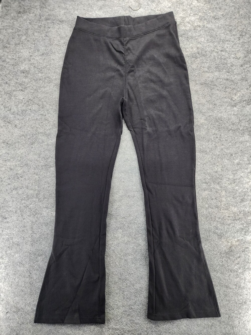 Pretty Little Thing Pants Womens US 20 Black Ribbed Bootcut Split Hem